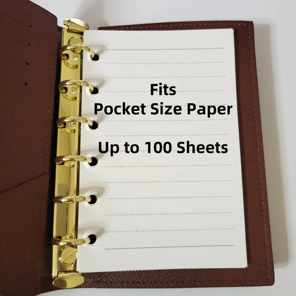 6-Ring Binder Adapter Insert for Louis Vuitton Passport Cover pm Planner-Silver